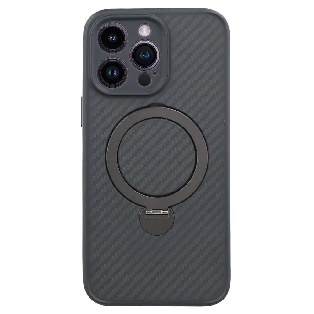 For iPhone 14 Pro Max Case Compatible with MagSafe Kickstand TPU + PC Phone Cover Carbon Fiber Texture - 1