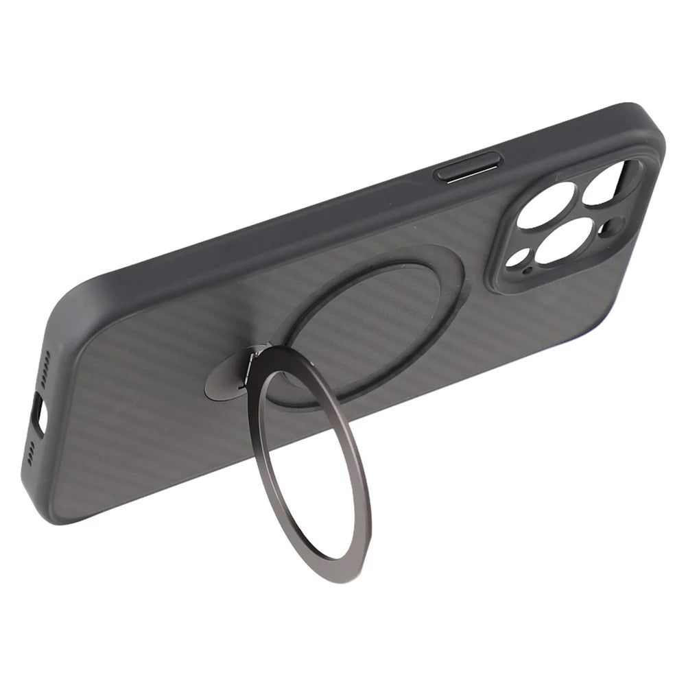 For iPhone 14 Pro Max Case Compatible with MagSafe Kickstand TPU + PC Phone Cover Carbon Fiber Texture - 4