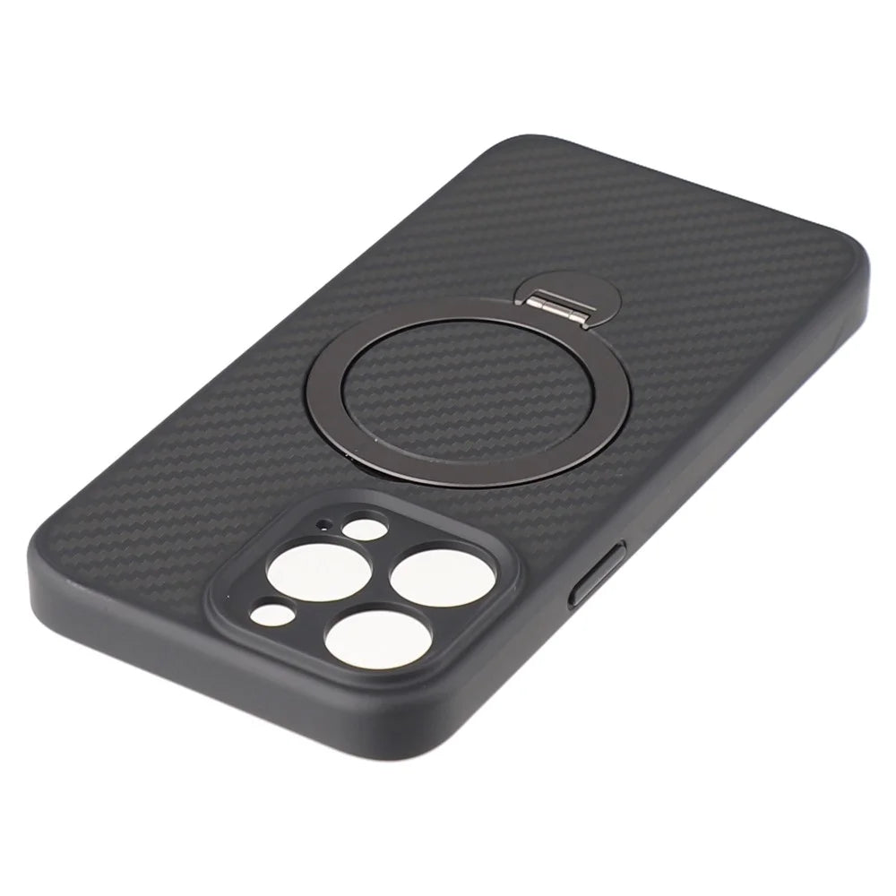 For iPhone 14 Pro Max Case Compatible with MagSafe Kickstand TPU + PC Phone Cover Carbon Fiber Texture - 6