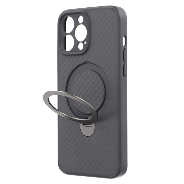 For iPhone 13 Pro Max Case Compatible with MagSafe Kickstand TPU + PC Phone Cover Carbon Fiber Texture - 3
