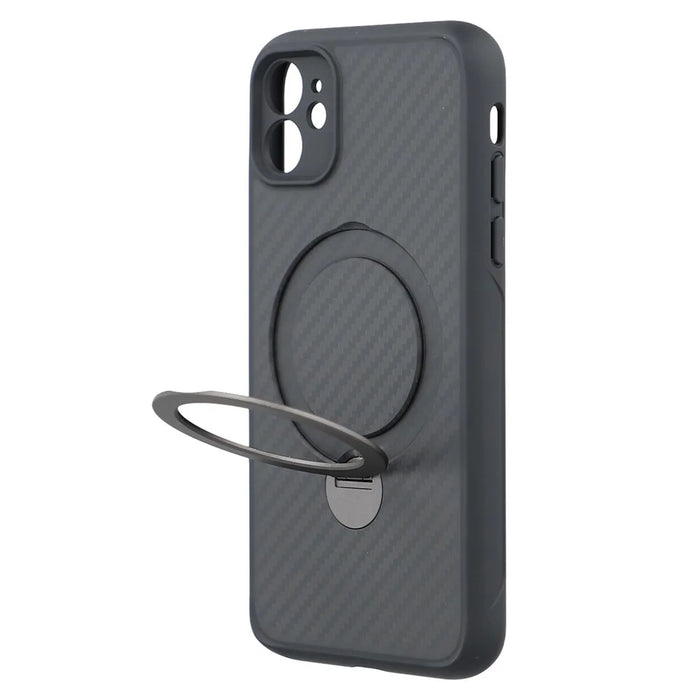For iPhone 11 Case Compatible with MagSafe Kickstand TPU + PC Phone Cover Carbon Fiber Texture - 3