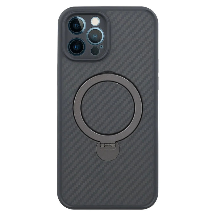For iPhone 12 Pro Case Compatible with MagSafe Kickstand TPU + PC Phone Cover Carbon Fiber Texture - 1