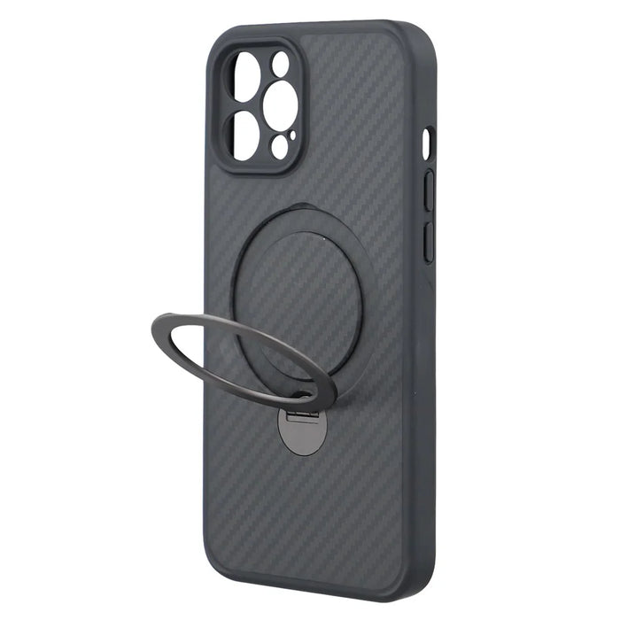 For iPhone 12 Pro Case Compatible with MagSafe Kickstand TPU + PC Phone Cover Carbon Fiber Texture - 3