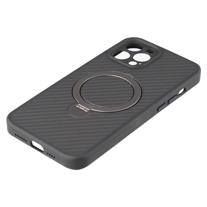 For iPhone 12 Pro Case Compatible with MagSafe Kickstand TPU + PC Phone Cover Carbon Fiber Texture - 6