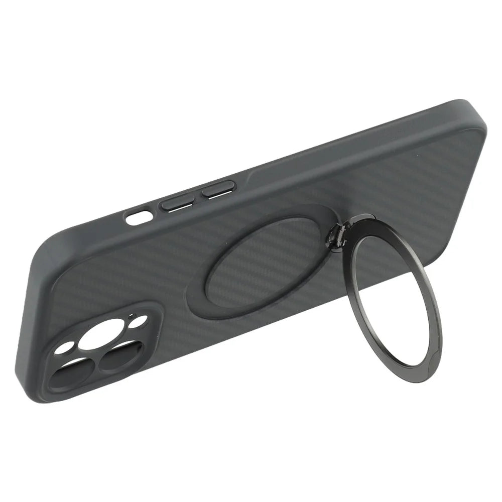 For iPhone 13 Pro Case Compatible with MagSafe Kickstand TPU + PC Phone Cover Carbon Fiber Texture - 4