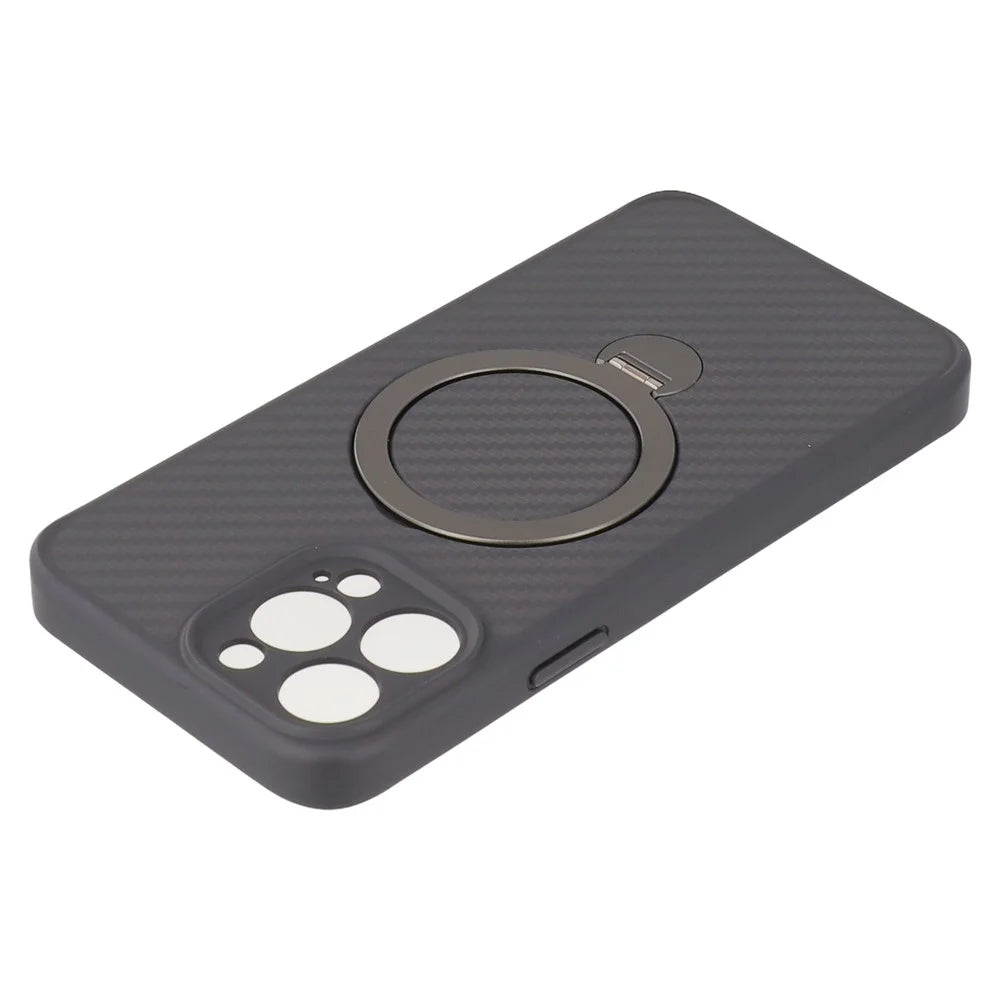 For iPhone 13 Pro Case Compatible with MagSafe Kickstand TPU + PC Phone Cover Carbon Fiber Texture - 6