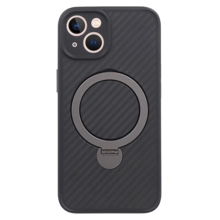 For iPhone 14 Case Compatible with MagSafe Kickstand TPU + PC Phone Cover Carbon Fiber Texture - 1
