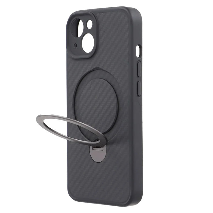 For iPhone 14 Case Compatible with MagSafe Kickstand TPU + PC Phone Cover Carbon Fiber Texture - 3