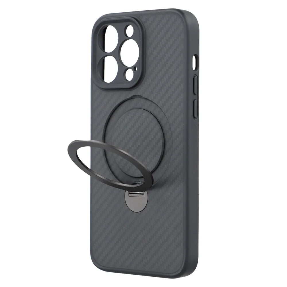 For iPhone 14 Pro Case Compatible with MagSafe Kickstand TPU + PC Phone Cover Carbon Fiber Texture - 3
