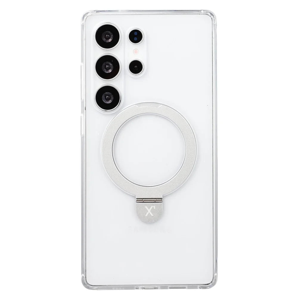 X-LEVEL PITHY STONE II For Samsung Galaxy S25 Ultra Magnetic Case PC+TPU Back Cover with Kickstand - Transparent - 1