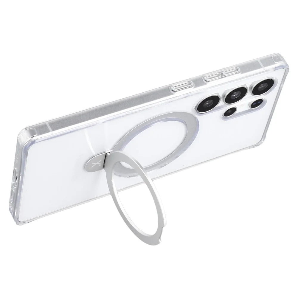 X-LEVEL PITHY STONE II For Samsung Galaxy S25 Ultra Magnetic Case PC+TPU Back Cover with Kickstand - Transparent - 4