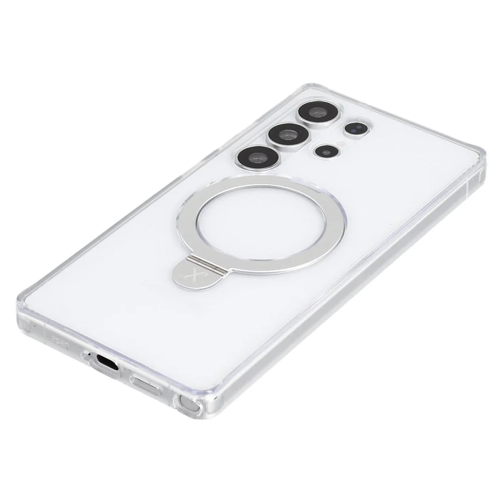 X-LEVEL PITHY STONE II For Samsung Galaxy S25 Ultra Magnetic Case PC+TPU Back Cover with Kickstand - Transparent - 5