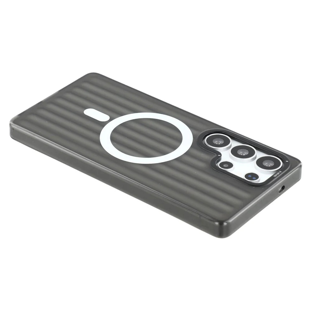 X-LEVEL For Samsung Galaxy S25 Ultra Magnetic Case Corrugated Texture PC + TPU Phone Cover  - Black - 6