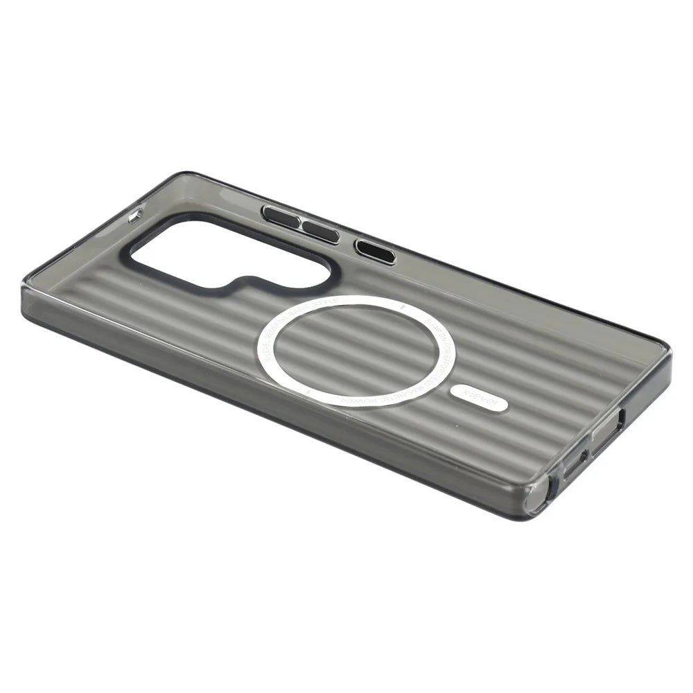 X-LEVEL For Samsung Galaxy S25 Ultra Magnetic Case Corrugated Texture PC + TPU Phone Cover  - Black - 7