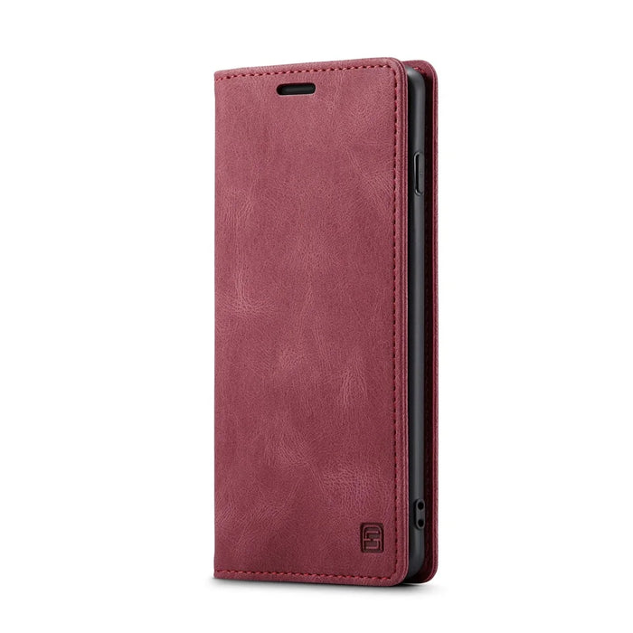 AUTSPACE For Samsung Galaxy S10 Plus Wallet Case  A01 Leather Stand Cover with RFID Blocking Card Holder - Red - 2