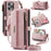 CASEME C39 Series For iPhone 13 Pro Case RFID Blocking 9 Card Slots Zipper Wallet Stand Leather Cover with Strap - Pink - 1