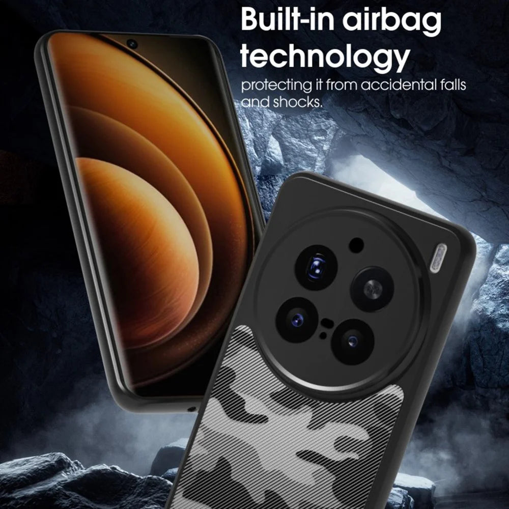 IBMRS For vivo X200 Pro 5G Case TPU + PC Heavy Duty Shockproof Phone Cover Camera Protection - Grid Camouflage - 5