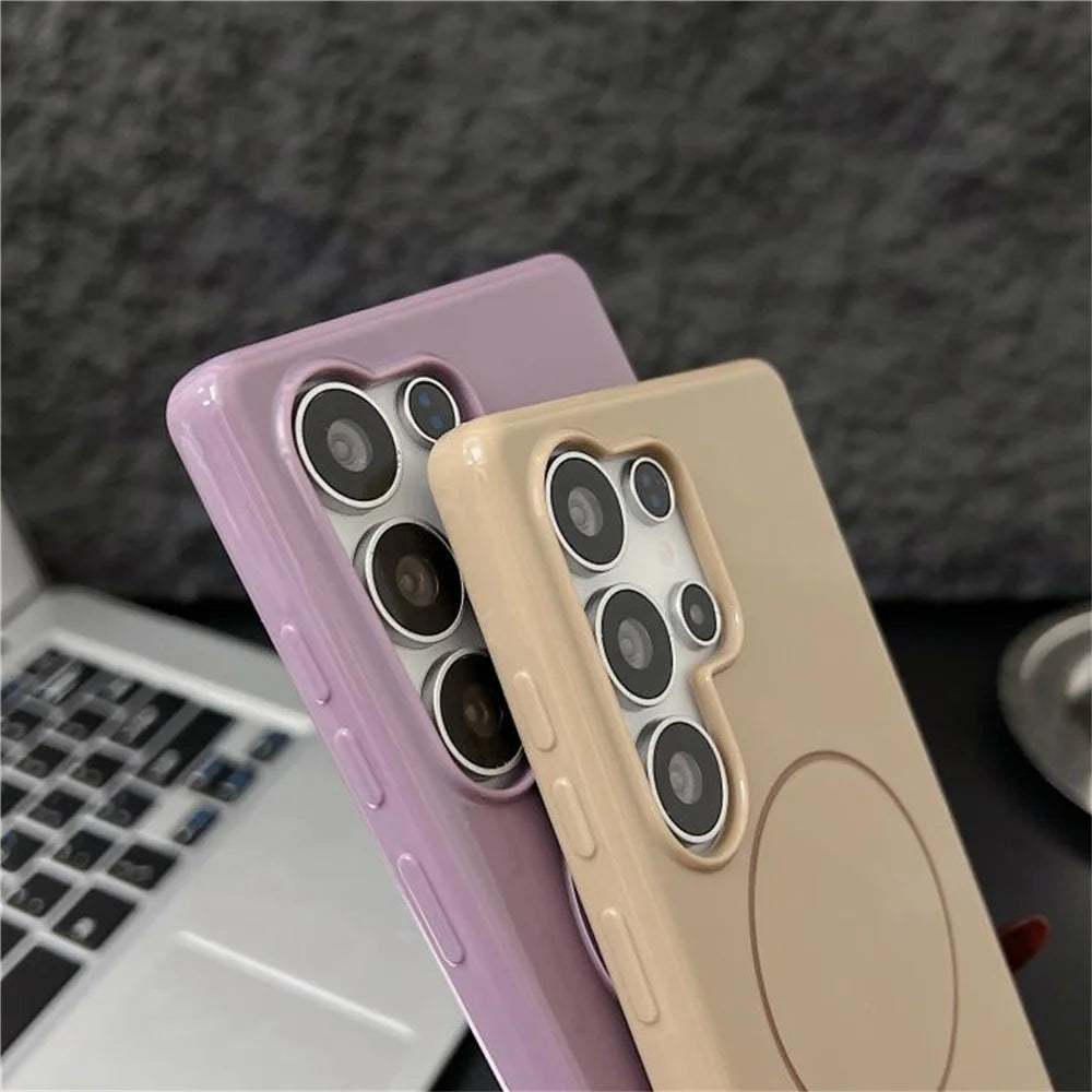 For Samsung Galaxy S25 Ultra Magnetic Case Glossy TPU Shockproof Phone Cover - Purple - 2