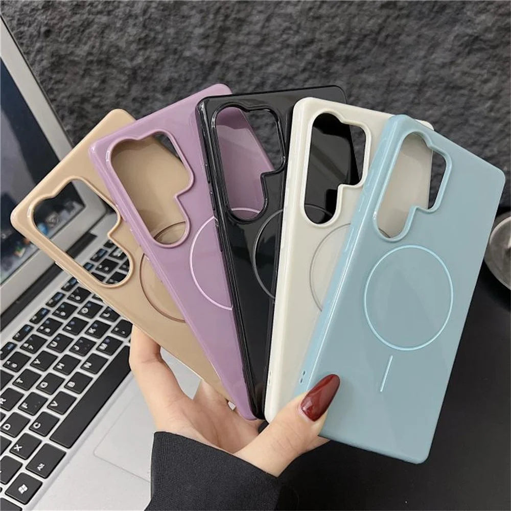 For Samsung Galaxy S25 Ultra Magnetic Case Glossy TPU Shockproof Phone Cover - Purple - 4