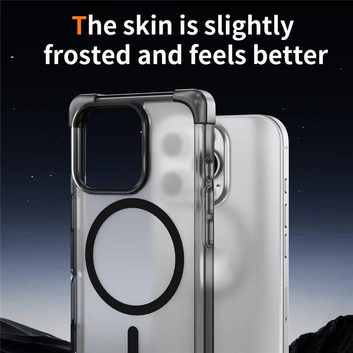 For iPhone 16 Pro Case Compatible with MagSafe Reinforced Corners TPU + Acrylic Back Cover - Transparent Black - 3