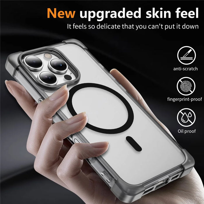 For iPhone 16 Pro Case Compatible with MagSafe Reinforced Corners TPU + Acrylic Back Cover - Transparent Black - 4