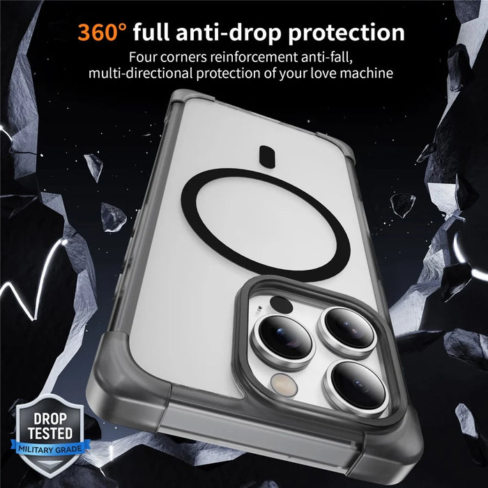 For iPhone 16 Pro Case Compatible with MagSafe Reinforced Corners TPU + Acrylic Back Cover - Transparent Black - 6