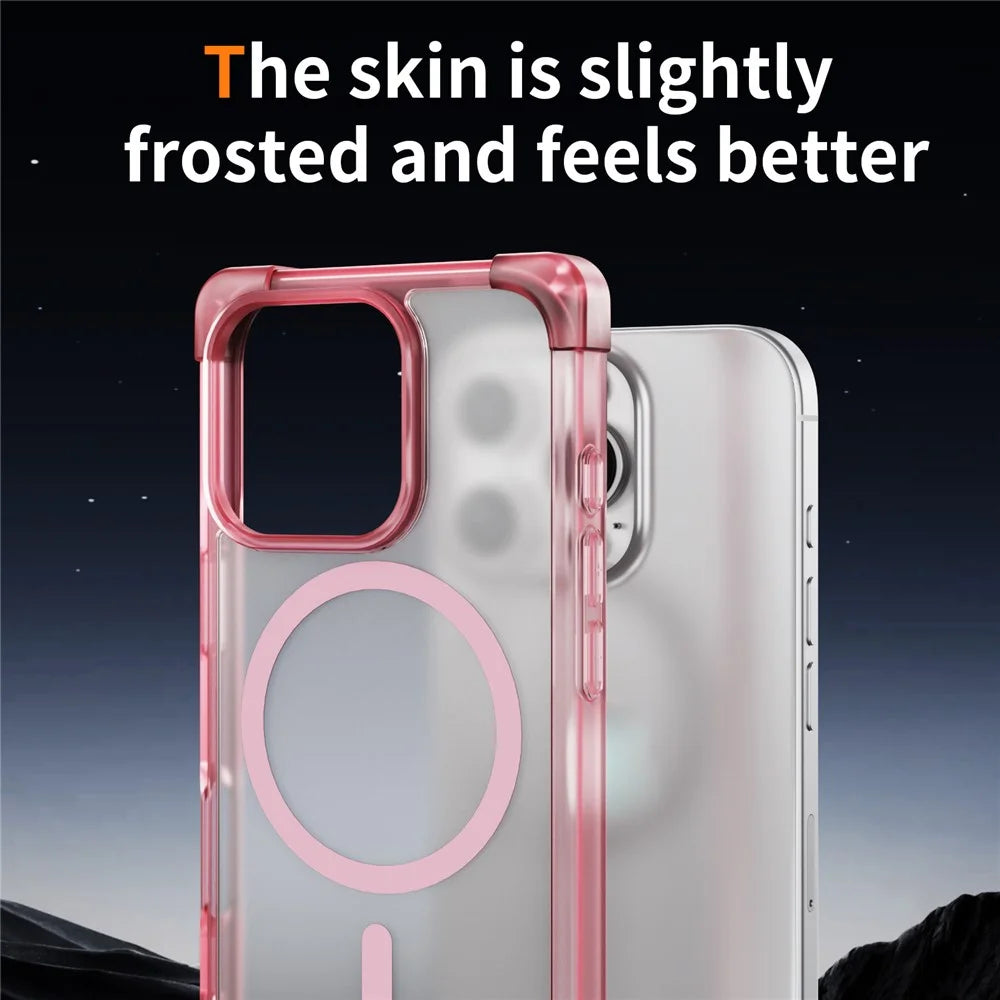 For iPhone 16 Pro Max Case Compatible with MagSafe Reinforced Corners TPU + Acrylic Back Cover - Transparent Pink - 3