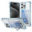 For iPhone 15 Pro Max Case Reinforced Corners TPU + Acrylic Phone Cover with Kickstand Card Holder - Transparent Blue - 1