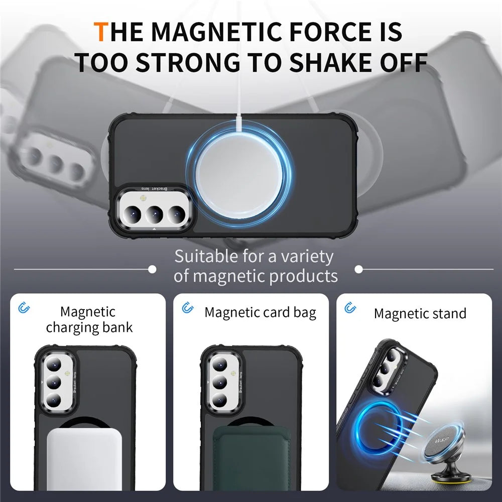 For Samsung Galaxy A54 5G Case with Lens Kickstand Matte Phone Back Cover Magnetic Case - Black - 4