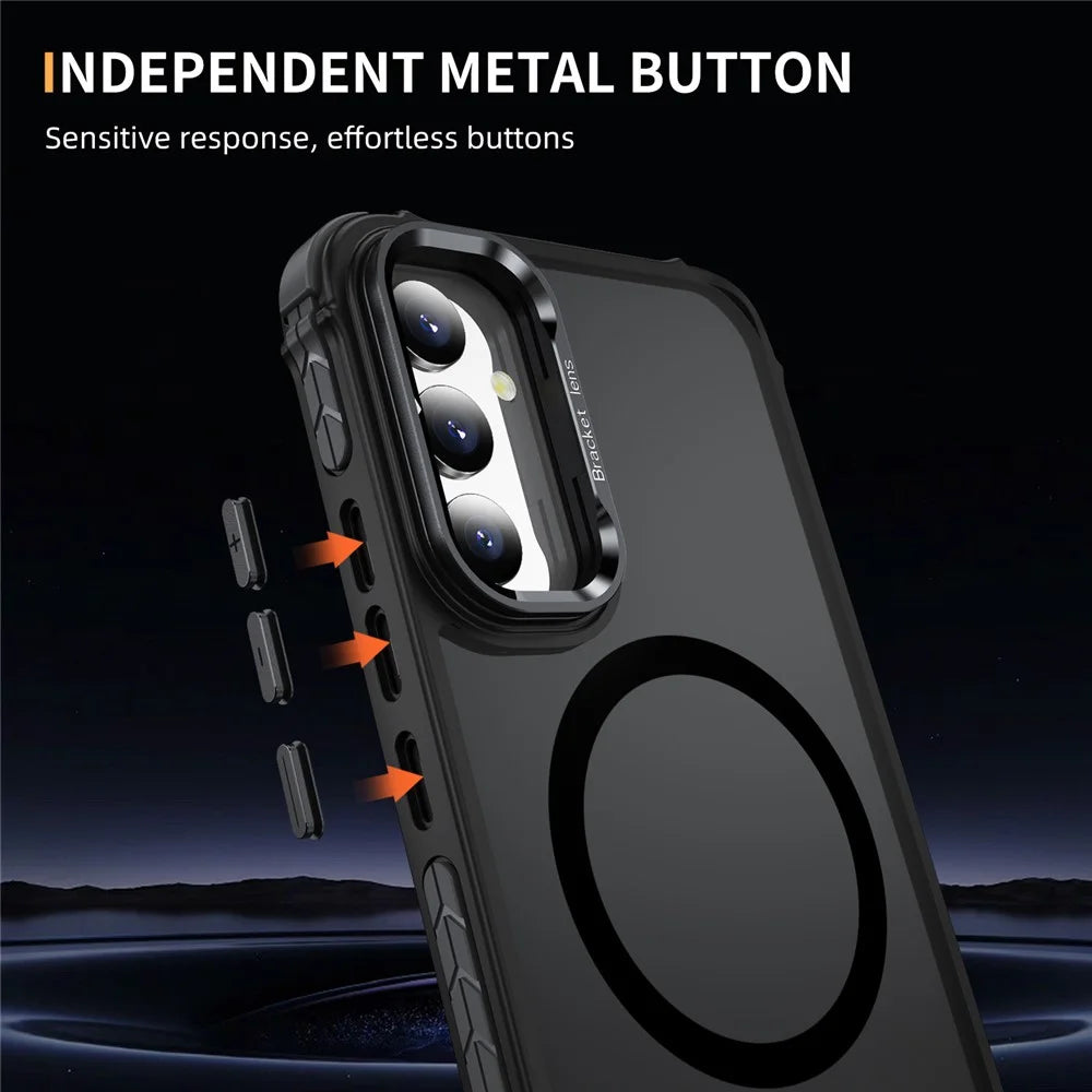 For Samsung Galaxy A54 5G Case with Lens Kickstand Matte Phone Back Cover Magnetic Case - Black - 5