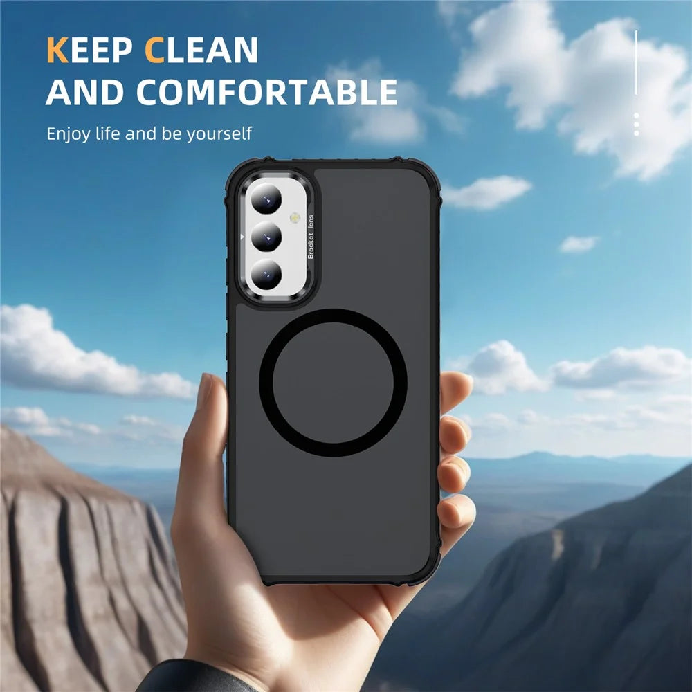 For Samsung Galaxy A54 5G Case with Lens Kickstand Matte Phone Back Cover Magnetic Case - Black - 7