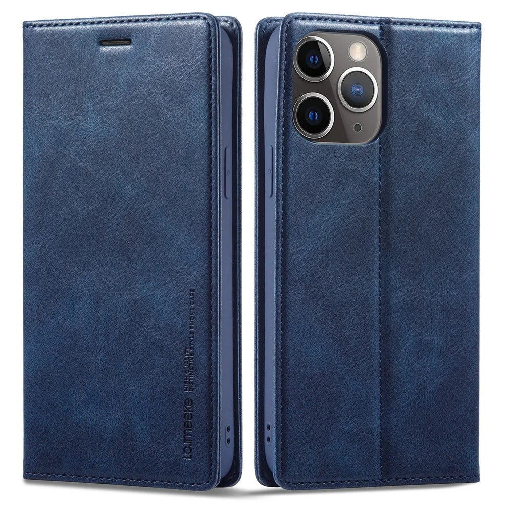 LC.IMEEKE Anti-drop Phone Cover For iPhone 11 Pro 5.8 inch, RFID Blocking Magnetic Auto Closing Phone Flip Leather Wallet Case Stand - Blue - 1