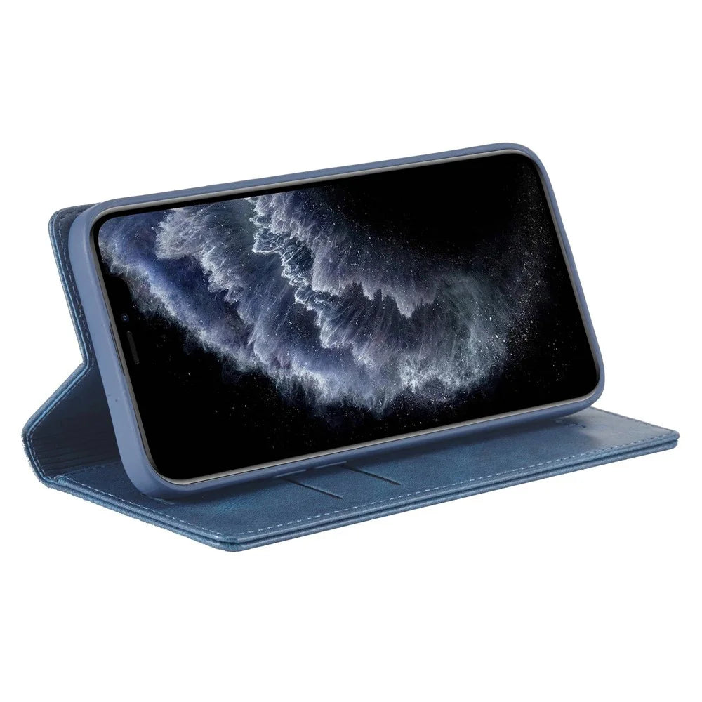 LC.IMEEKE Anti-drop Phone Cover For iPhone 11 Pro 5.8 inch, RFID Blocking Magnetic Auto Closing Phone Flip Leather Wallet Case Stand - Blue - 2