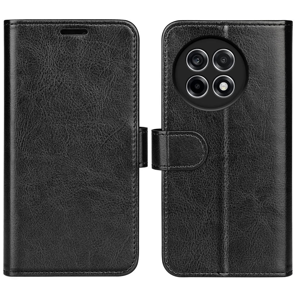 For OnePlus Ace 5 Pro 5G Wallet Case Crazy Horse Texture Stand Leather Phone Cover - Black - 1