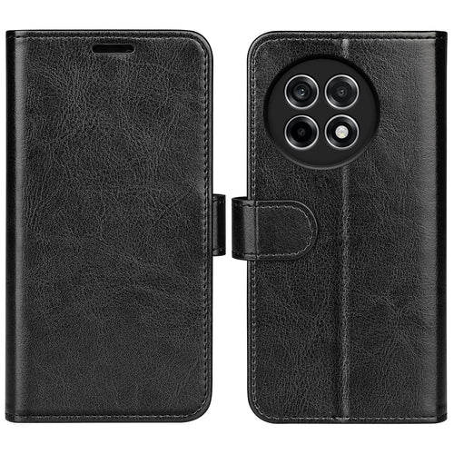 For OnePlus Ace 5 Pro 5G Wallet Case Crazy Horse Texture Stand Leather Phone Cover - Black - 1