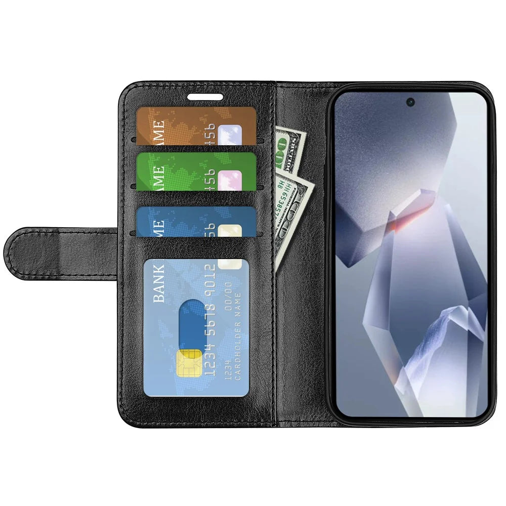 For OnePlus Ace 5 Pro 5G Wallet Case Crazy Horse Texture Stand Leather Phone Cover - Black - 2