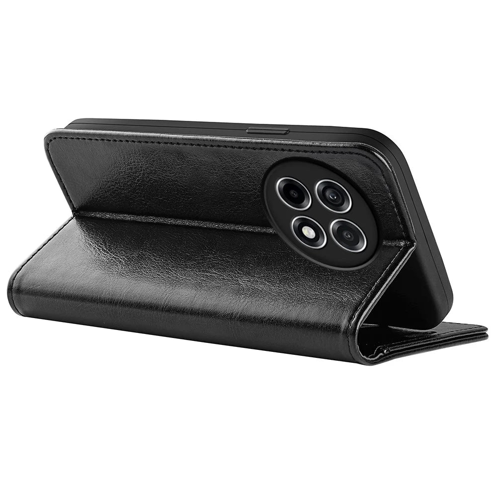 For OnePlus Ace 5 Pro 5G Wallet Case Crazy Horse Texture Stand Leather Phone Cover - Black - 4