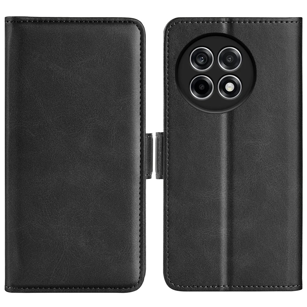 For OnePlus Ace 5 Pro 5G / Ace 5 5G / 13R 5G Stand Case Calf Texture Leather Wallet Phone Cover - Black - 1