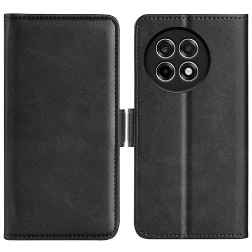 For OnePlus Ace 5 Pro 5G / Ace 5 5G / 13R 5G Stand Case Calf Texture Leather Wallet Phone Cover - Black - 1