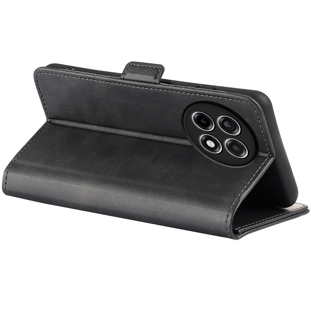 For OnePlus Ace 5 Pro 5G / Ace 5 5G / 13R 5G Stand Case Calf Texture Leather Wallet Phone Cover - Black - 4