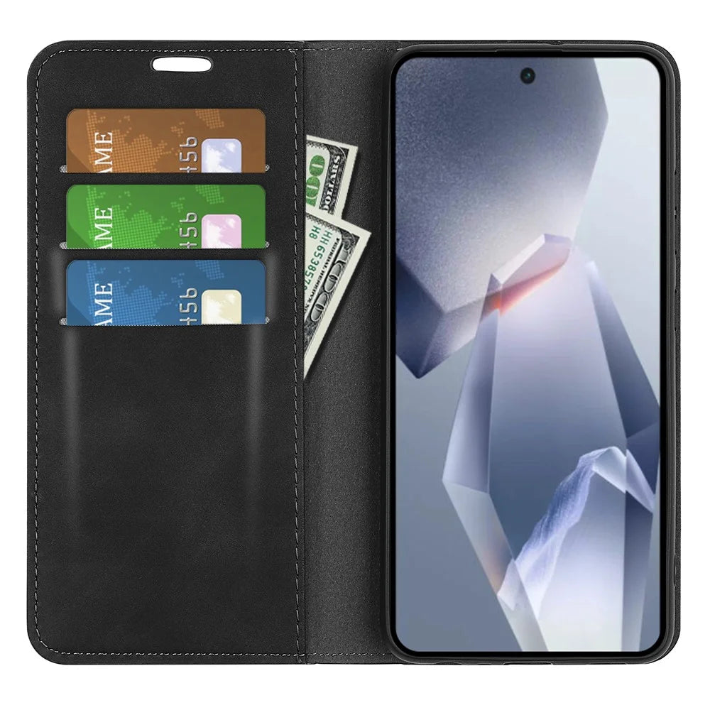 For OnePlus Ace 5 Pro 5G / Ace 5 5G / 13R 5G Case Skin Touch Leather Wallet Phone Cover - Black - 2