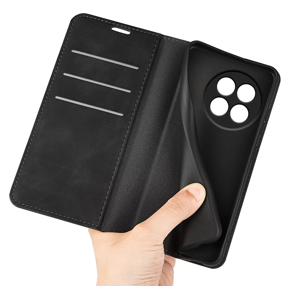 For OnePlus Ace 5 Pro 5G / Ace 5 5G / 13R 5G Case Skin Touch Leather Wallet Phone Cover - Black - 5