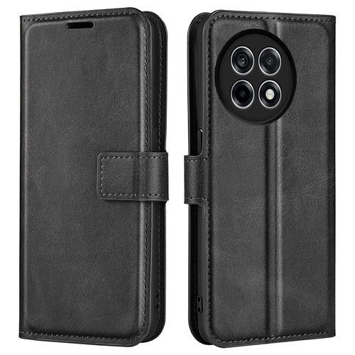 For OnePlus Ace 5 Pro 5G / Ace 5 5G / 13R 5G Stand Case Anti-Scratch Calf Texture Leather Phone Cover - Black - 1