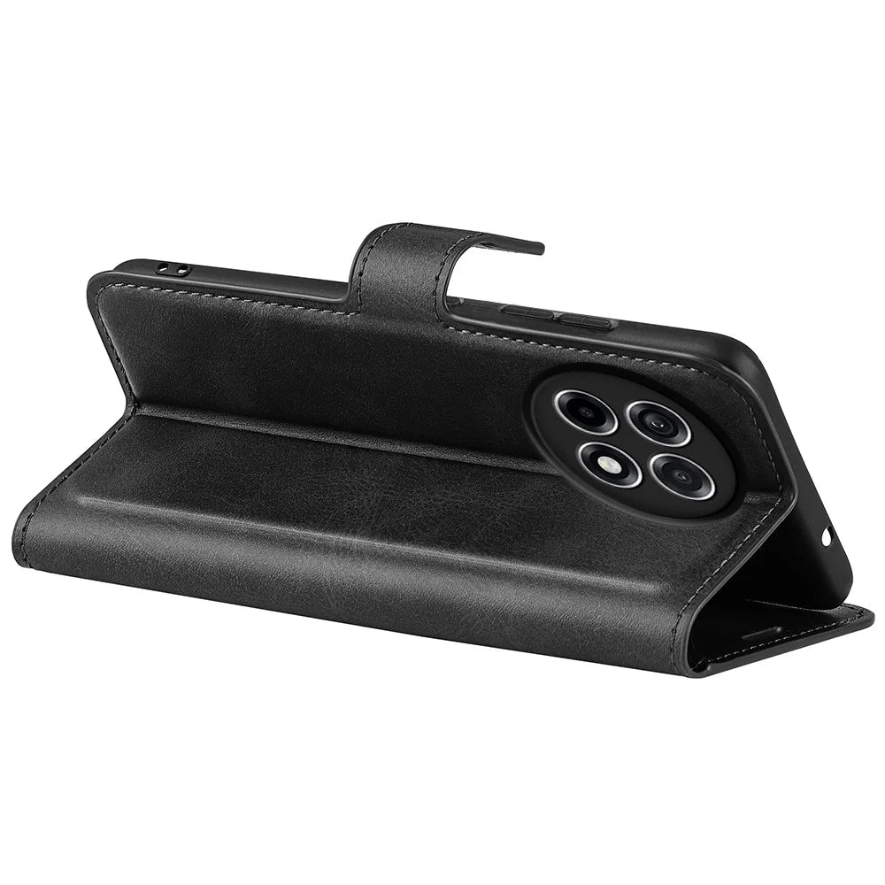 For OnePlus Ace 5 Pro 5G / Ace 5 5G / 13R 5G Stand Case Anti-Scratch Calf Texture Leather Phone Cover - Black - 4