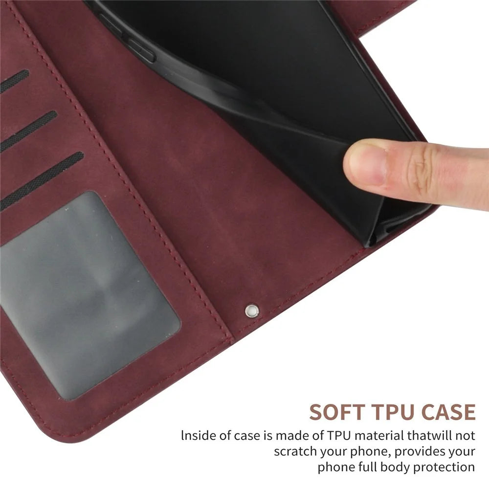 For OnePlus 13R 5G Case Sunflower Imprint PU Leather Phone Cover with Long Strap - Wine Red - 6