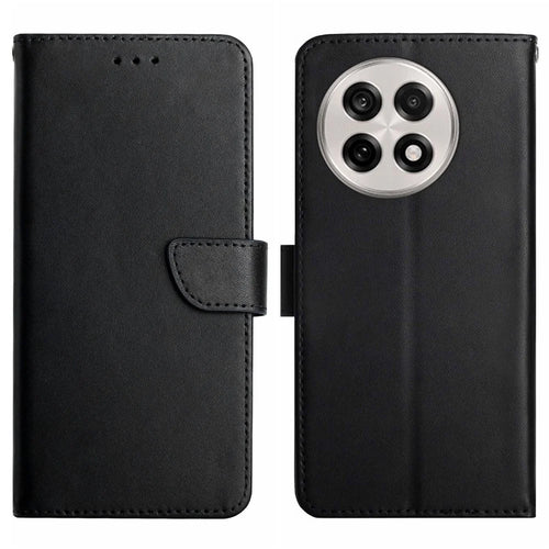 For OnePlus 13R 5G Case Genuine Cow Leather Phone Cover Nappa Texture - Black - 1