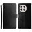 For OnePlus 13R 5G Case with Wrist Strap Y Shaped Lines Imprint Leather Phone Cover - Black - 1