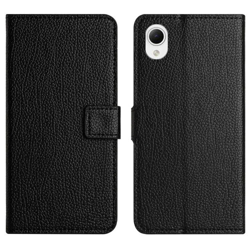 Drop-proof Phone Case for Samsung Galaxy A23e / A23S, Anti-scratch Litchi Texture PU Leather Smartphone Wallet Cover Stand - Black - 1