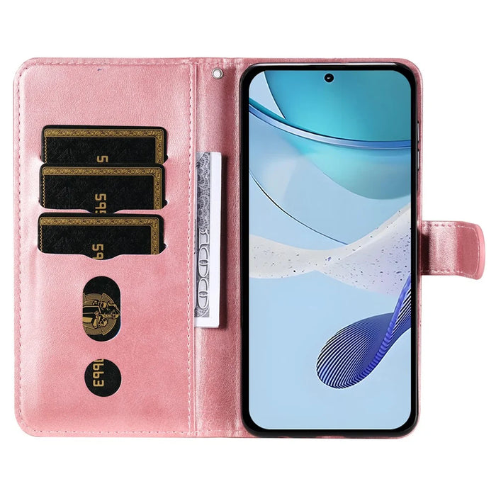 For Realme GT 7 Pro 5G Case Zipper Wallet Calf Texture PU Leather Phone Cover - Pink - 2