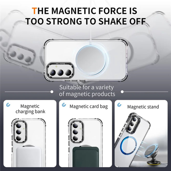 For Samsung Galaxy A34 5G Clear Phone Case with Lens Kickstand Cover Magnetic Case - Black - 2